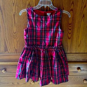 CREWCUTS GIRLS RED HOLIDAY PLAID SLEEVELESS DRESS, DROP WAIST & BACK ZIP! SZ 12!